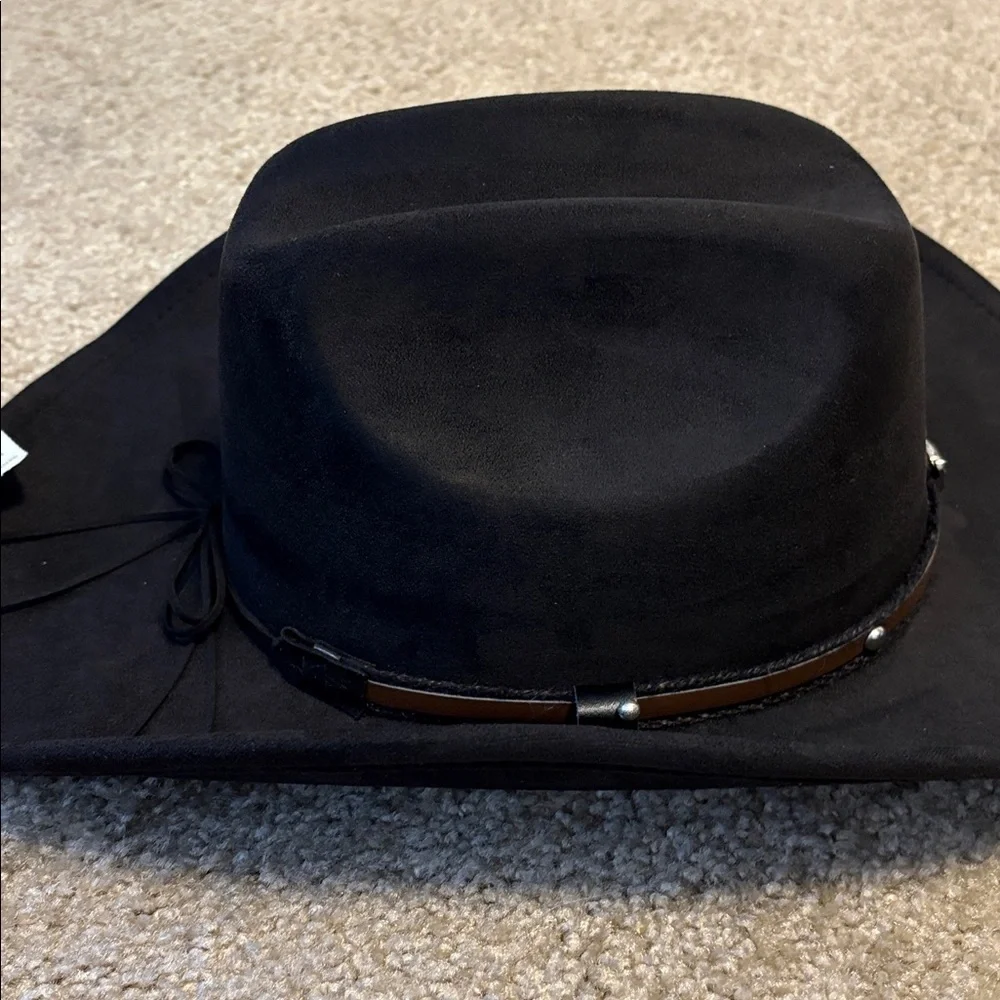 NWT Black Faux Suede Western Cowboy Hat